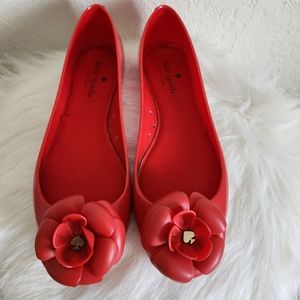 KATE SPADE NEW YORK Red Jelly Ballerina Flats.